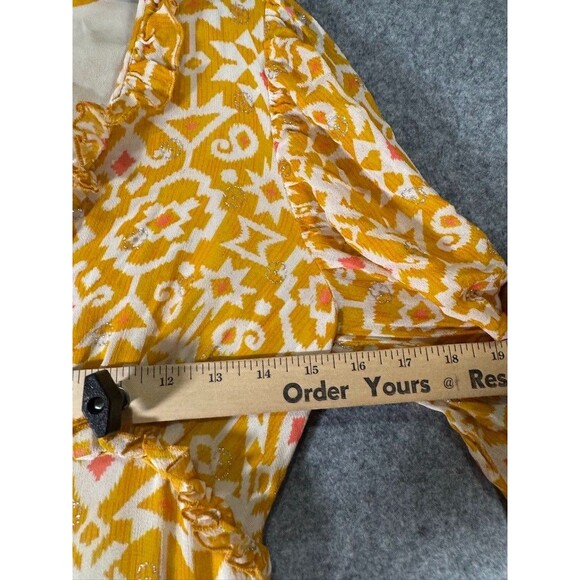 Anthropologie Not So Serious Dress Women Small Marigold Mini Balloon Sleeve Boho - Picture 5 of 9